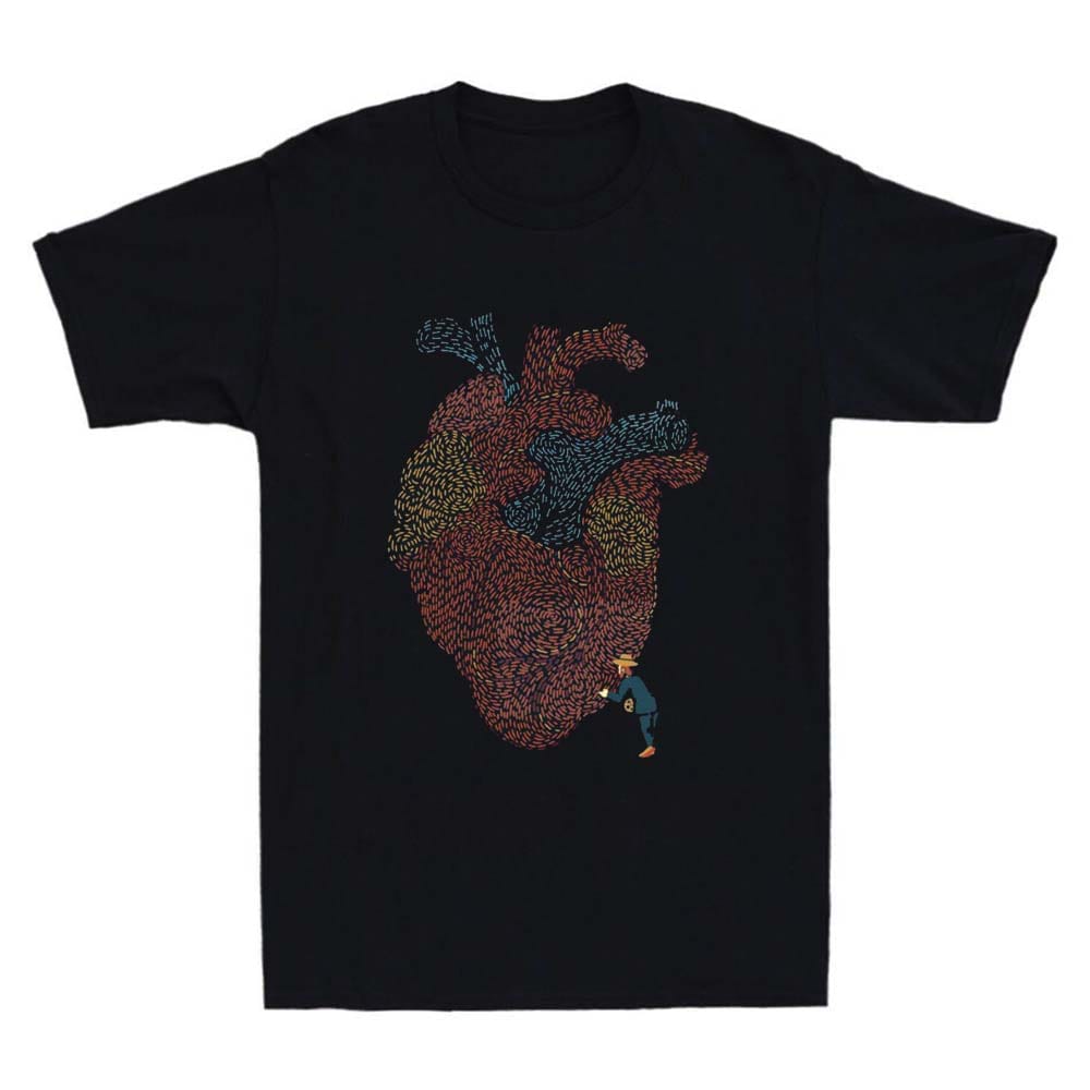 Retro Casual 90s Clothing Women's Summer Clothing Printed with Fun Cartoon Heart Pattern T-Shirt Short Sleeved Casual T-Shirt