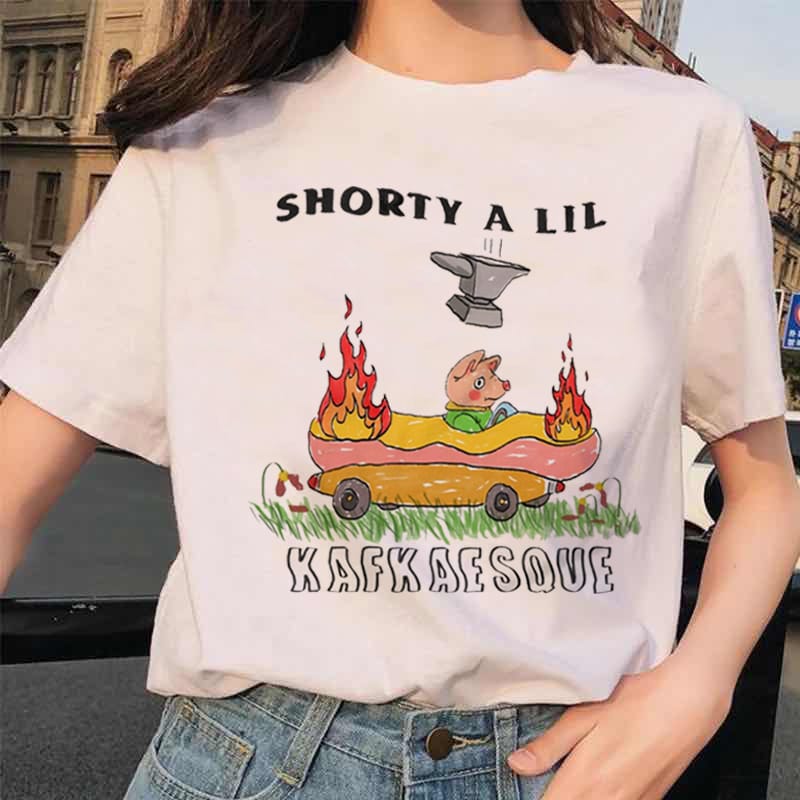 Summer Fashion Versatile Short Sleeve Summer Basic Women's Cute Print O-Neck T-Shirt Print Casual Style Fun Cartoon T-Shirt