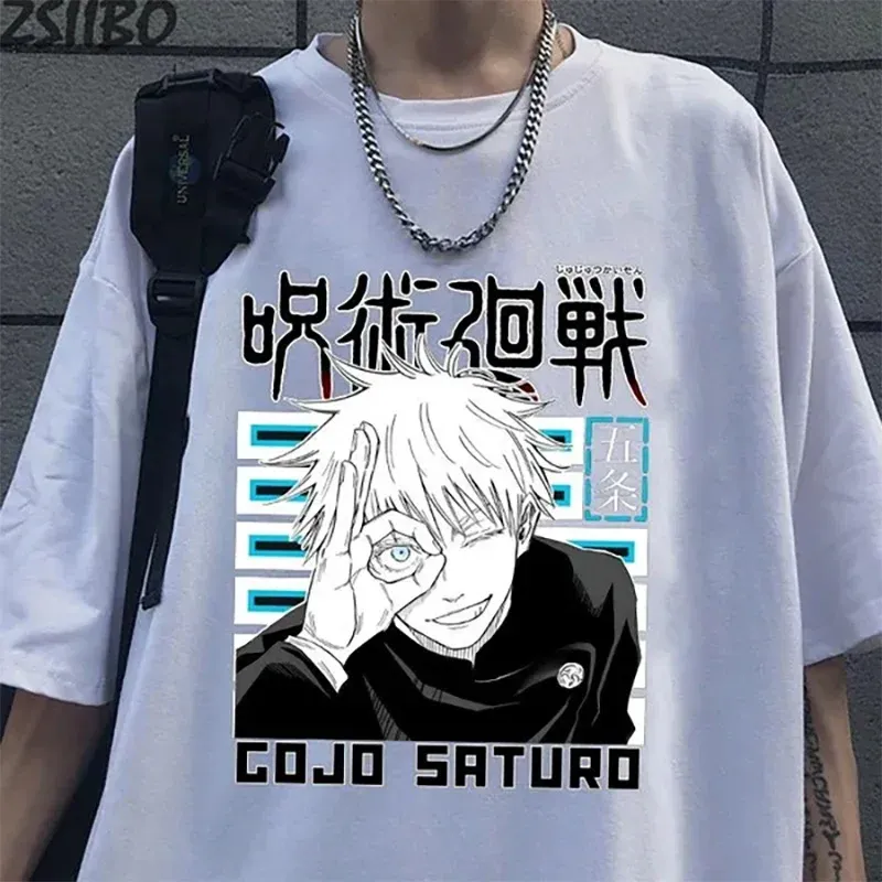 Men's Women's Outdoor Street Cool Anime Satoru Gojo Loose Round Neck Short Sleeve Shirt Anime Harajuku Fashion T-Shirt Tops