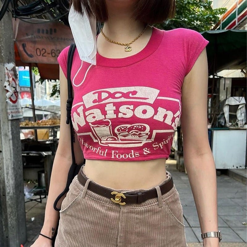 Aesthetic Slim Fit Punk Emo Girls Sexy Tee Gothic Vintage White Crop Tops Women's Streetwear Grunge Cute Baby Tee Y2k Clothes