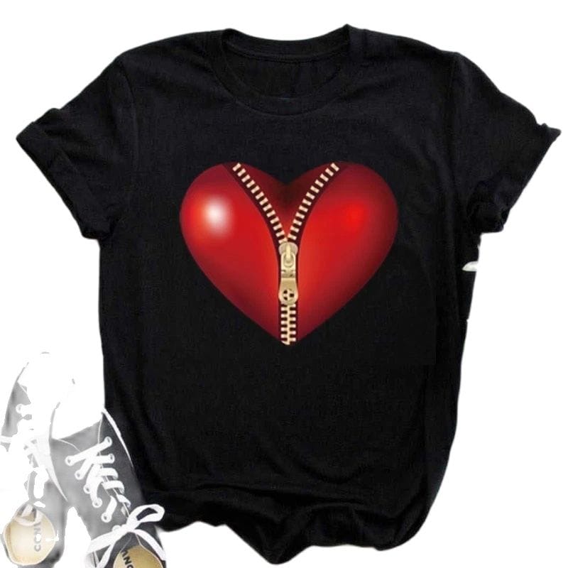 Pink Love A Variety of Patterns Women's Cute Half Sleeve Short Sleeve Tops Hot Cake Oversized T Shirt Clothes T-shirt Harajuku