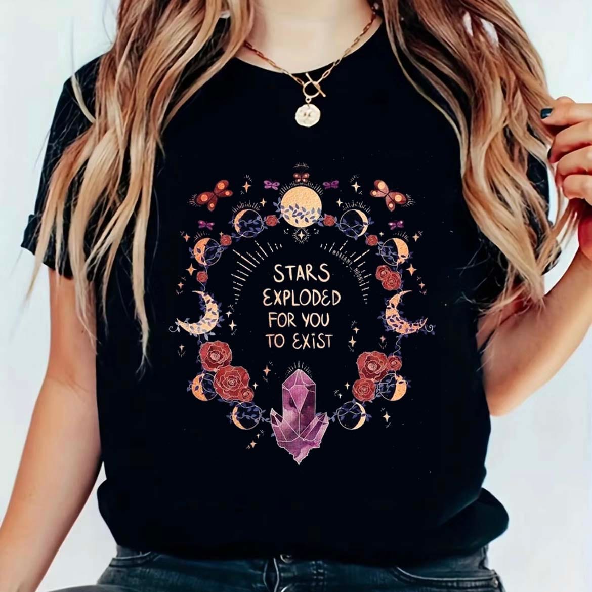 New Fashion Cartoon Printing Pattern Cute T-Shirt Summer Casual Clothing Short Sleeve Women's Top Cute Fashion Street T-Shirt.