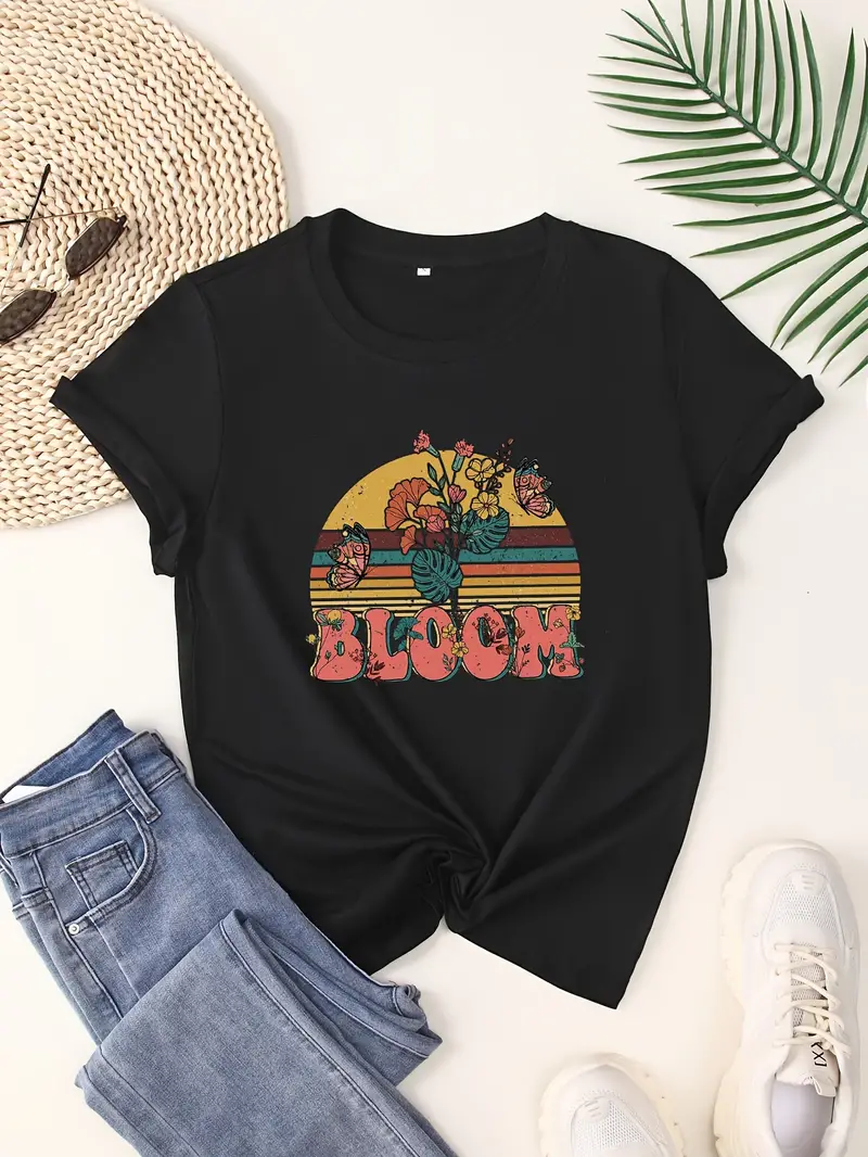 Cartoon minimalist and fun T-shirt for women's fashion Casual T-shirt for women's short sleeved round neck Y2K shirt for women