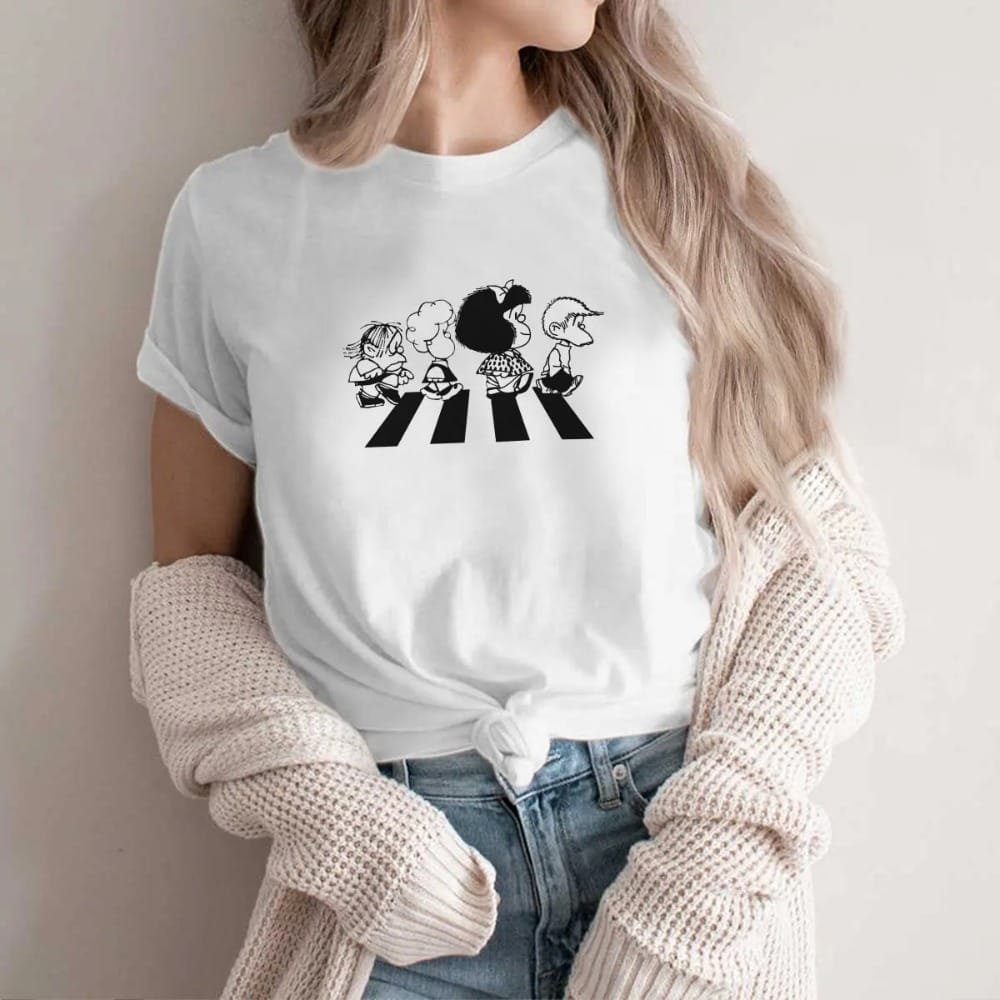 Her Friends Women's TShirt Mafalda Cartoon Girls Y2k Graphic Tees O-neck 100% Cotton Female T Shirt Humor Gift Clothes