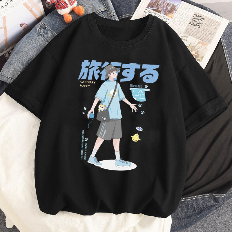 Harajuku Clothes Summer Streetwear Japanese T-shirt Kawaii Women's Tops Funny Flight Travel Graphic T Shirts Y2k Girls Clothing
