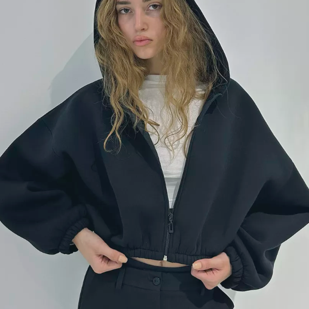 2024 Spring and Autumn New Women's Hoodie Coat Loose Commuter Casual Short Top Coat