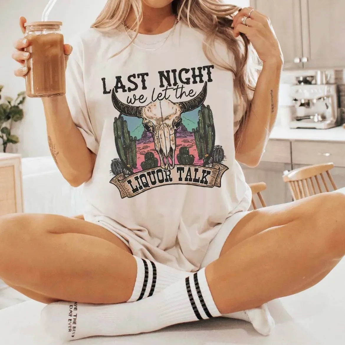 Cartoon Printed Buffalo Skull T-Shirt With O-Neck Trendy Style New Summer Women's Basic Casual Versatile Top Printed Street T-Sh