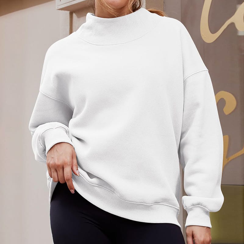Women's Solid Color Loose Sweatshirt Turtleneck Pullover Long Sleeve Hoodie Tops Fall Clothing