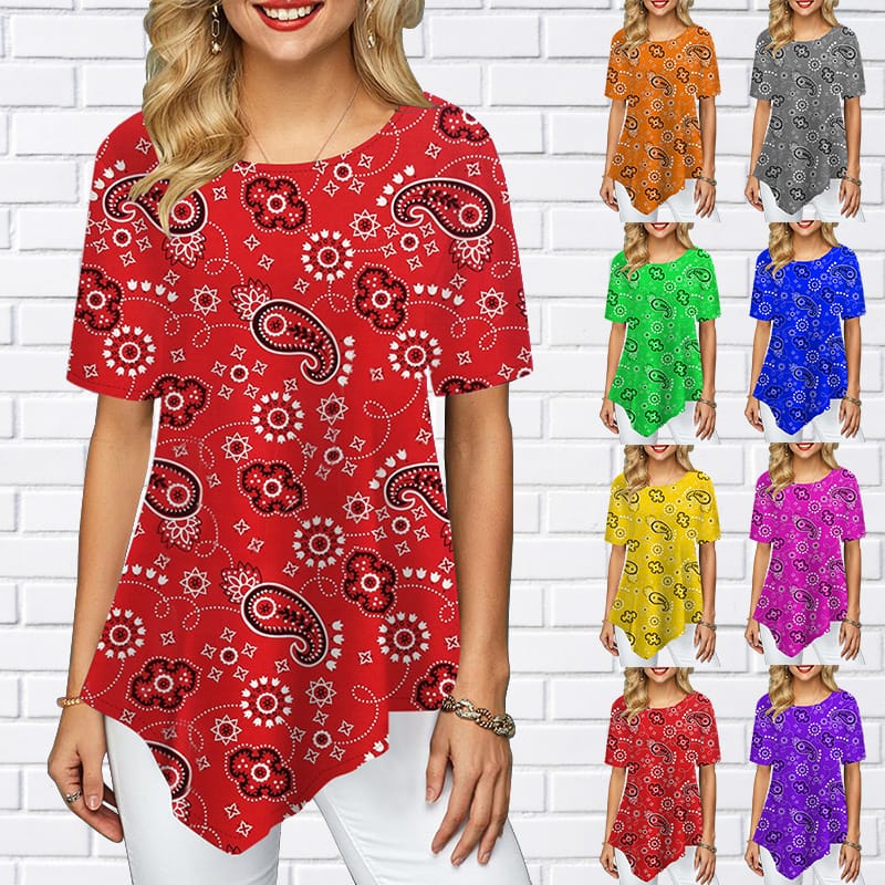 Women's T-Shirt Fruit Flower Print Top Women's Summer T-Shirt Fashion Women's Tops Casual Short Sleeve T-Shirt XS-8XL