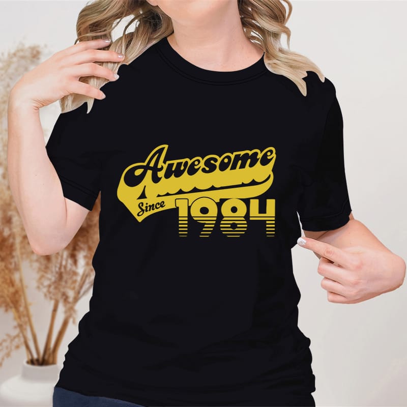 Women's Clothing Round Neck Awesome 1984 Harajuku Shirt 40th Birthday Tops Streetwear Graphic T Shirts Women Y2K Top Age Clothes
