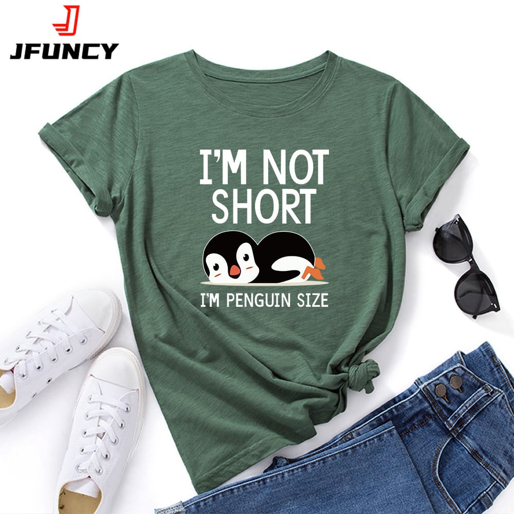 JFUNCY Women Summer T-shirt Short Sleeve Tshirt Oversized Women's Tees Female Clothing Woman Cotton Tops Funny Graphic T Shirts