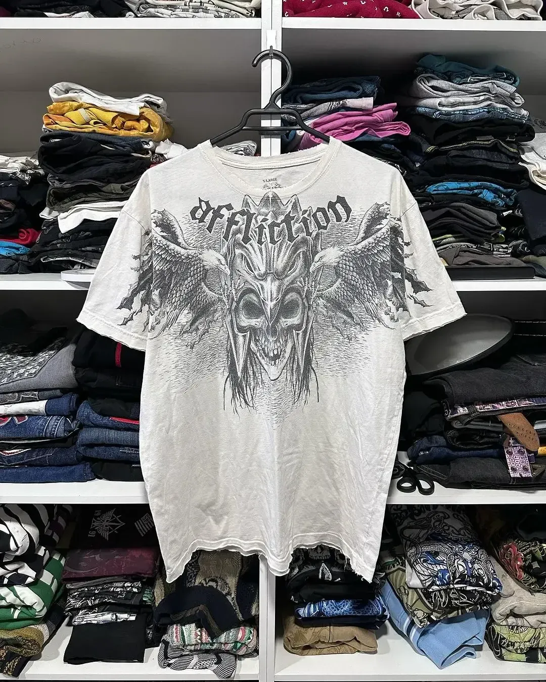 Y2K New Affliction T-shirt Retro Skull Pattern Printed Short Sleeve Men's Women's Summer Hip Hop Harajuku Gothic Pure Cotton Top