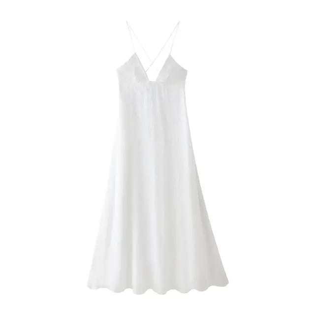 BabYoung Women's Summer Fashion Solid V Neck Series Suspender Long Female Elegant Zipper Backless Ankle-Length Casual Dress