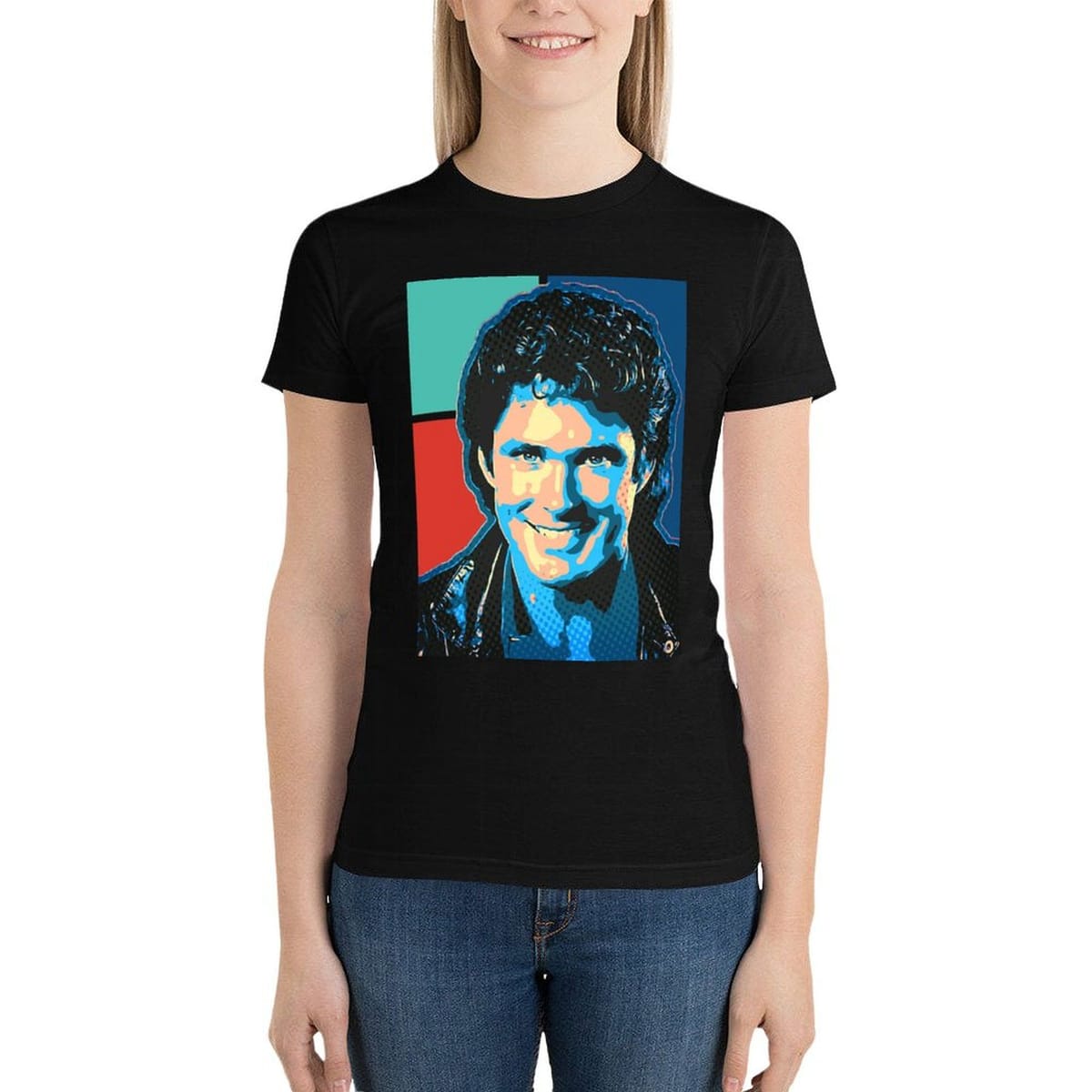David Hasselhoff pop art T-Shirt funny animal print shirt for girls shirts graphic tees kawaii clothes Women's cotton t-shirt