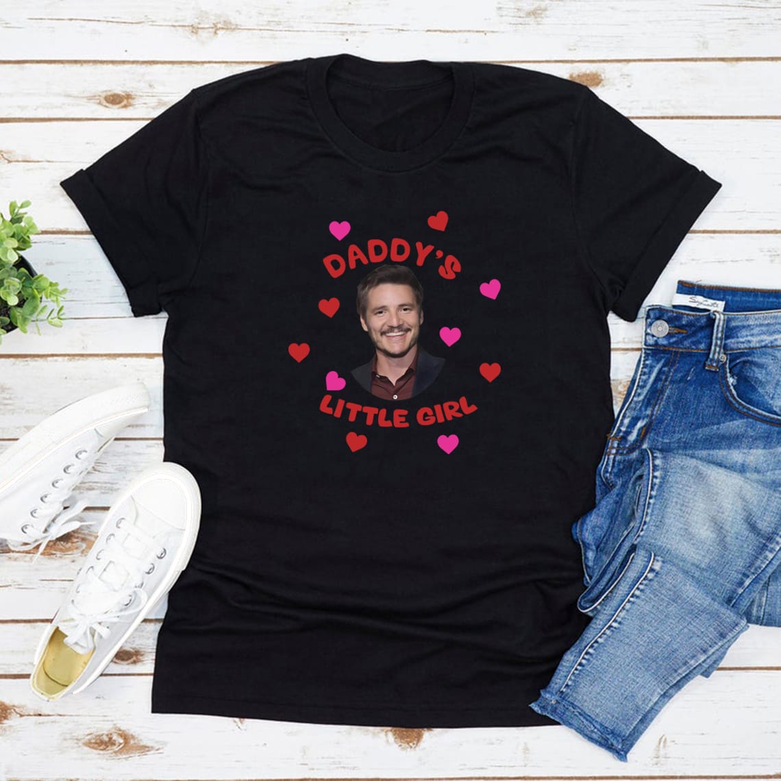 Pedro Pascal T-shirt Funny Daddy’s Little Girl T Shirt Women's Tshirts Short Sleeve Casual Shirt Tee Pedro Pascal Fans Gift