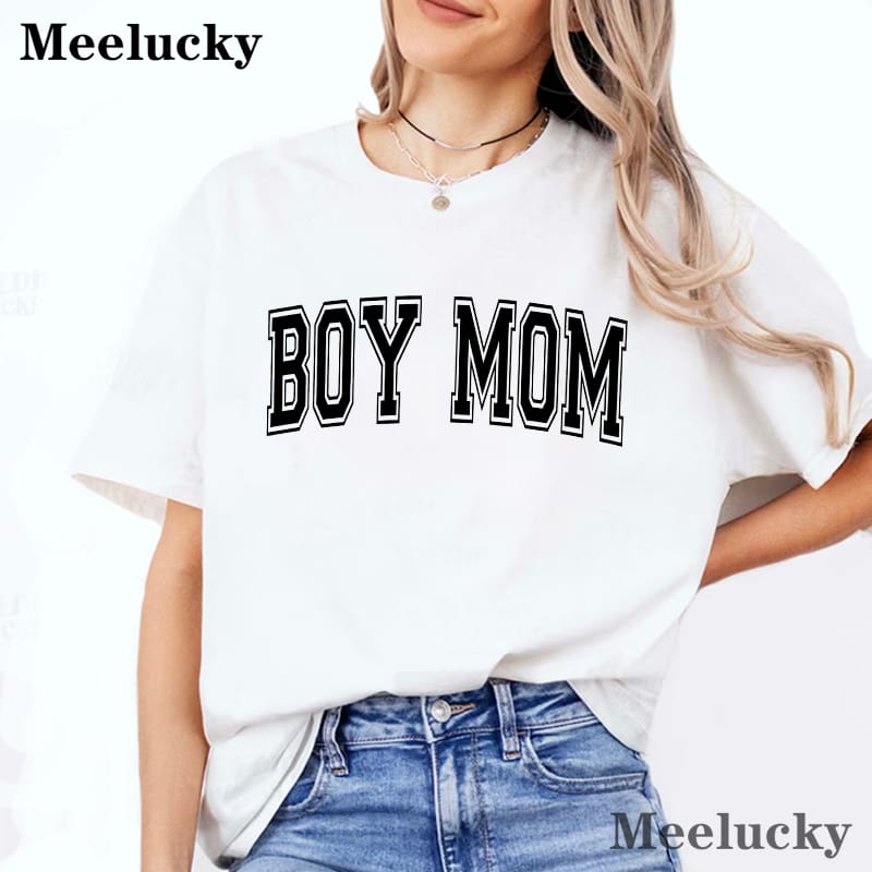 Boy Mom Letter Pattern Women's Cotton T-shirt Summer Brand Short Sleeve High Quality Cotton Loose Tops Casual Tees