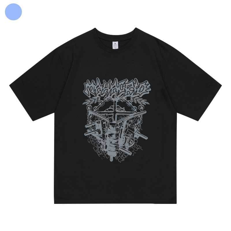 Y2K Women's Tops Hip Hop Black Round Neck Cotton Short Sleeve Men Women Summer Casual Harajuku Cotton T-Shirt