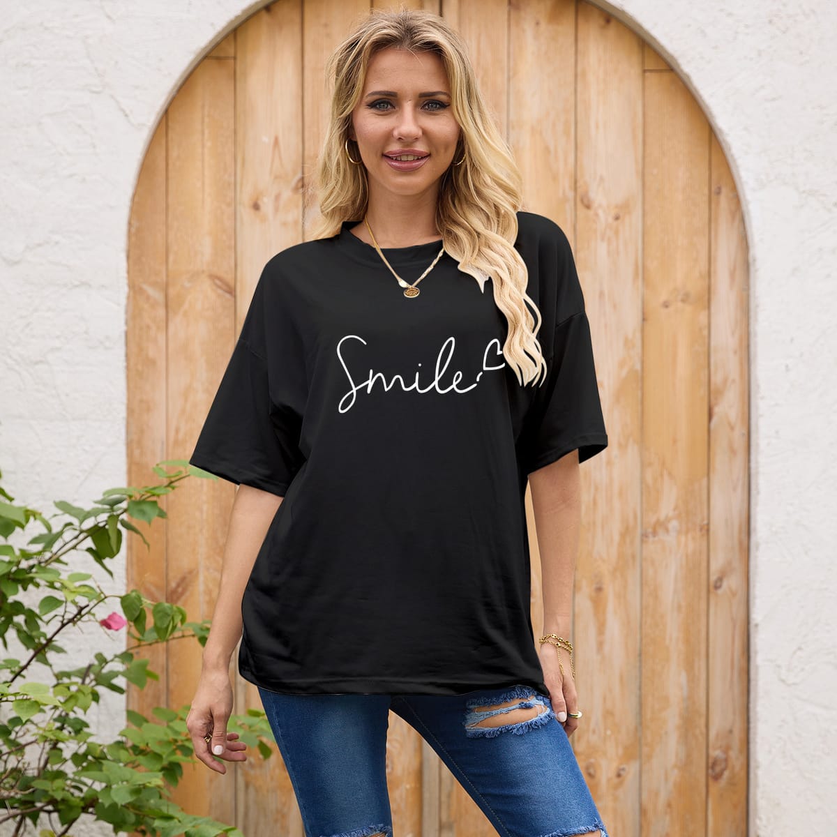 2024 New Women Letter Printed T-Shirt Round Neck Half Sleeve Graphic T Shirts Casual Summer Tees Tops Camisetas De Mujer