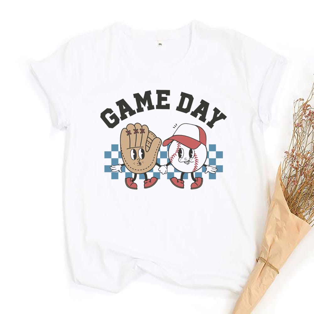Game Day Letter Print Casual Tee Tops Round Neck Short Sleeves T-shirt Sports Loose Comfort Tees Summer Women's Clothing