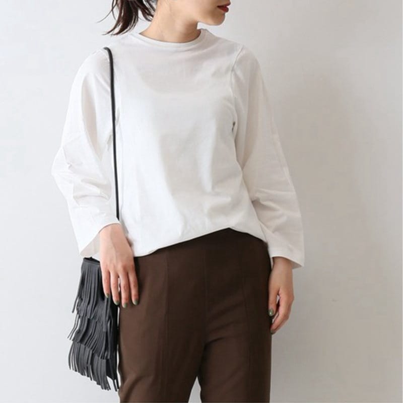 Women's Tee 2024 New Spring Summer O-neck Solid Color Loose Casual Long Sleeve T-shirt