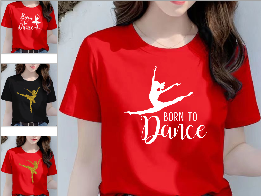 Dance Letter Print T Shirt Ballet Silhouette Monogram Print Women's T-shirt Loose Aesthetic Tops Graphic T Shirts  Pro Choice