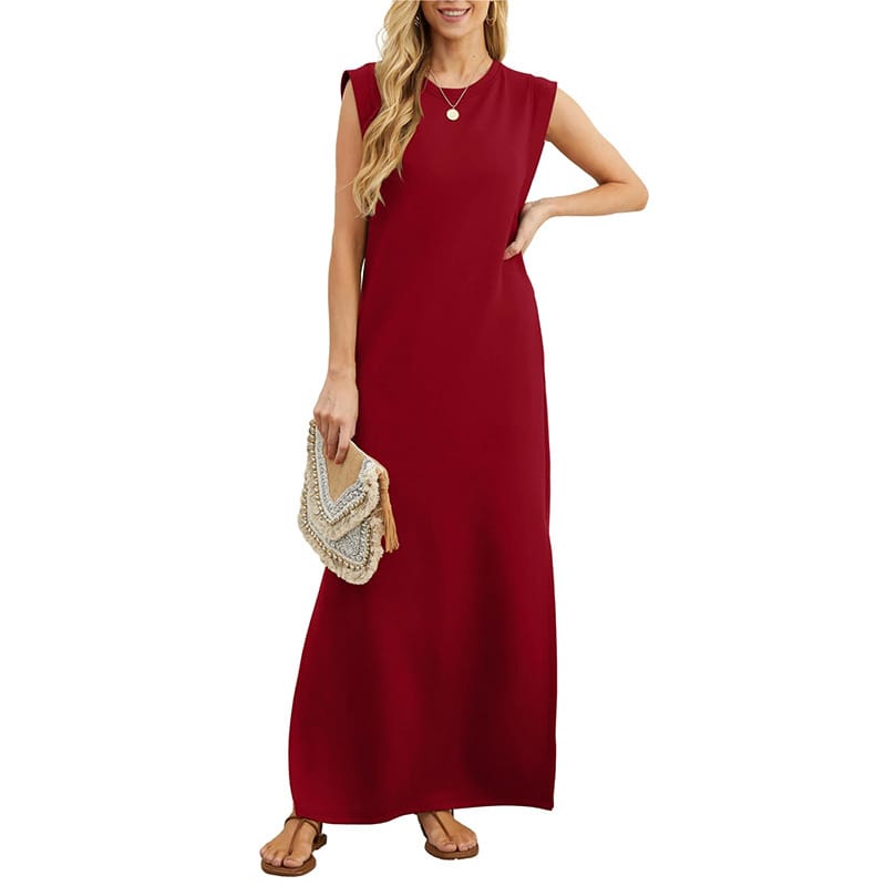 Elegant Women's Summer Casual Loose Long Dress, Simple White Sleeveless Dress White Robe Vestidos Femininas