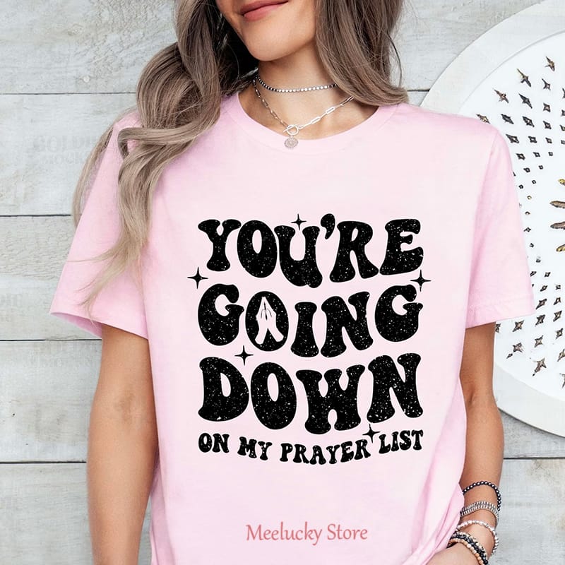 You're going down letter minimalist pattern summer women's pure cotton T-shirt, cool and breathable women's clothing