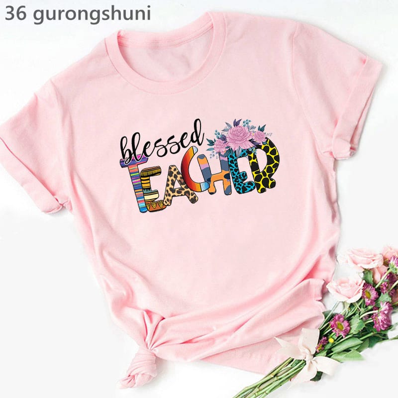 Teach Inspire Graphic Print Tshirt Women'S Clothing Summer Fashion Short Sleeve T Shirt Femme Teacherlife T-Shirt Female Tee