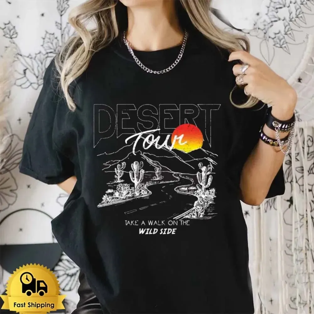 Trendy New 90s Leisure Summer Street Clothing T-Shirt Short Sleeved Women's Printed Fashion Women's Pattern Camping Black T-Shir