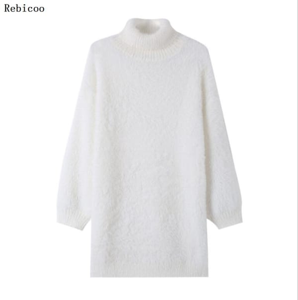 new pure mink cashmere high collar shirt collar piles of autumn and winter women's long-sleeved sweater warm sweater