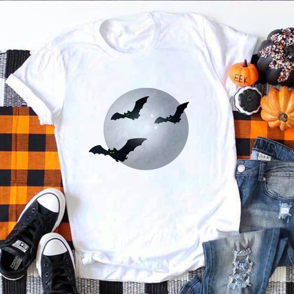 Women's T-Shirt Cartoon Graphic Halloween Style Bat Printed Tshirt Female Tee Shirt Ladies Clothes Harajuku O-neck T-shirt Tops