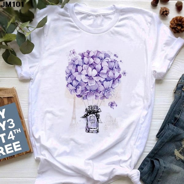 Harajuku Women's 2021 summer Short Sleeve Floral Flower Fashion Lady printing T shirt Top Woman T-shirt Ladies Female Tee Tshirt