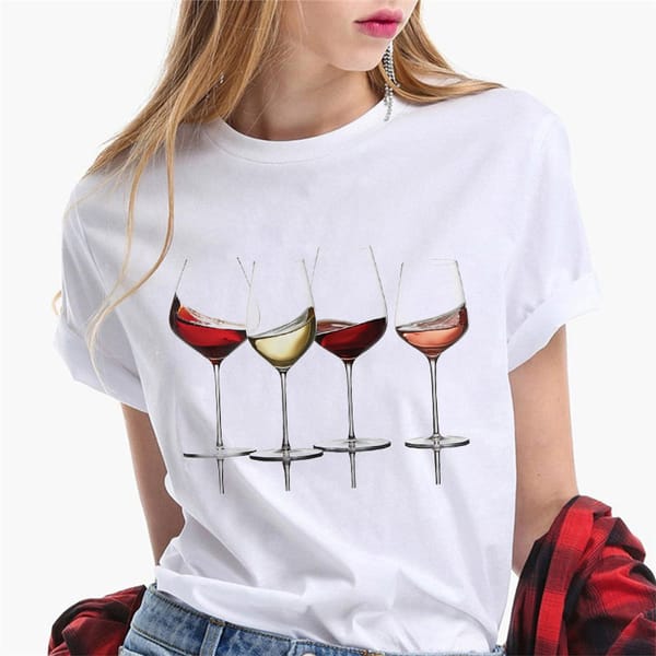 2022 Summer Women's T-shirt Fashion Wine Glass graphic t shirts Steetware Tops Female Short sleeve Tshirt Ladies 3XL