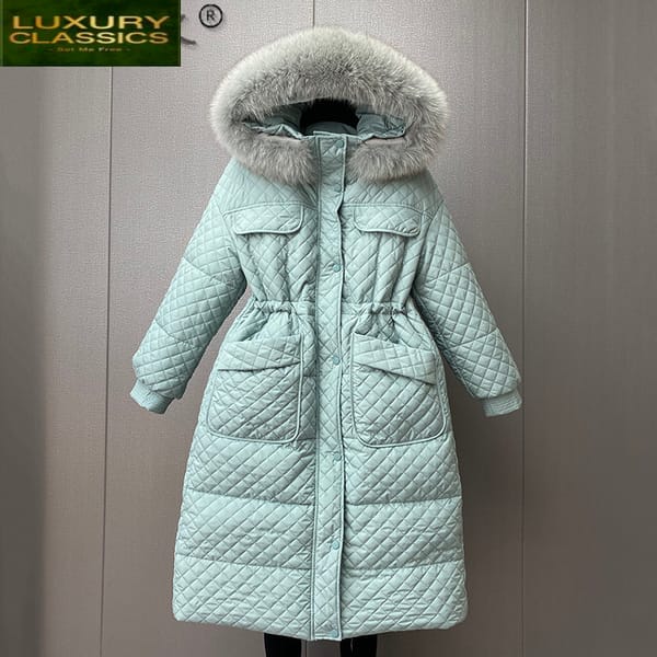 Women's Winter Down Jacket Warm Thick 90% White Duck Down Coat Female Hooded Parkas Woman Fox Fur Collar Abrigo Mujer LW