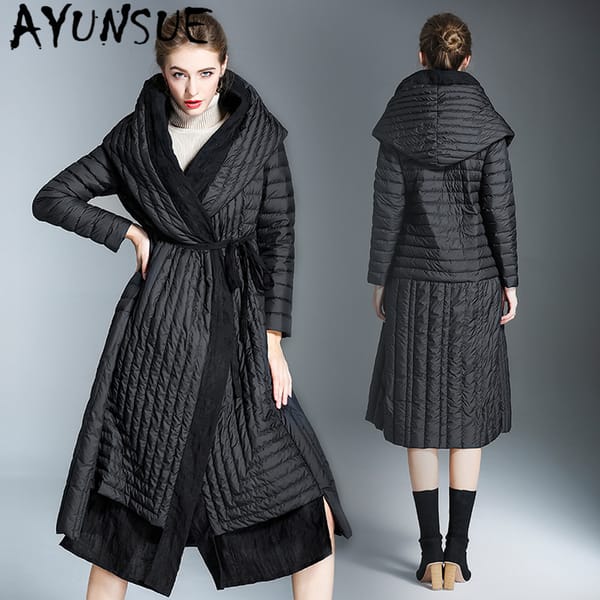 AYUNSUE Women's Down Jacket Autumn Hooded Woman Parkas Long Korean Style Women Coat Female Jackets Clothing Chamarras De Mujer