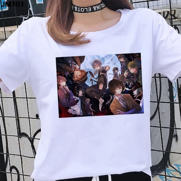 2021 New Japanese Anime Printed Women's T Shirt Kawaii Summer Tops Graphic Tee Harajuku Short Sleeve Cool Cartoon White T-shirt