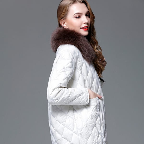 Autumn 2020 Winter Women's White Duck Down Coat female Light Korean Puffer Jacket Fox Fur Collar 0922 KJ4000