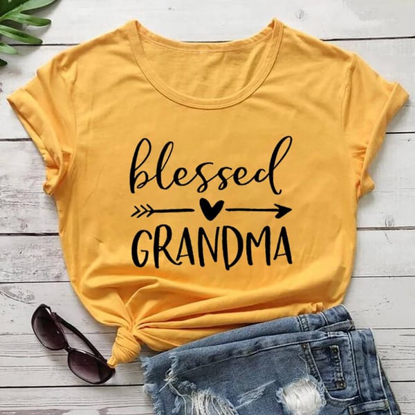 Blessed Grandma 100%Cotton Women's Tshirt Gift For Grandma Blessed Tee Mom Life Summer Casual O-Neck Pullovers Short Sleeve Tops