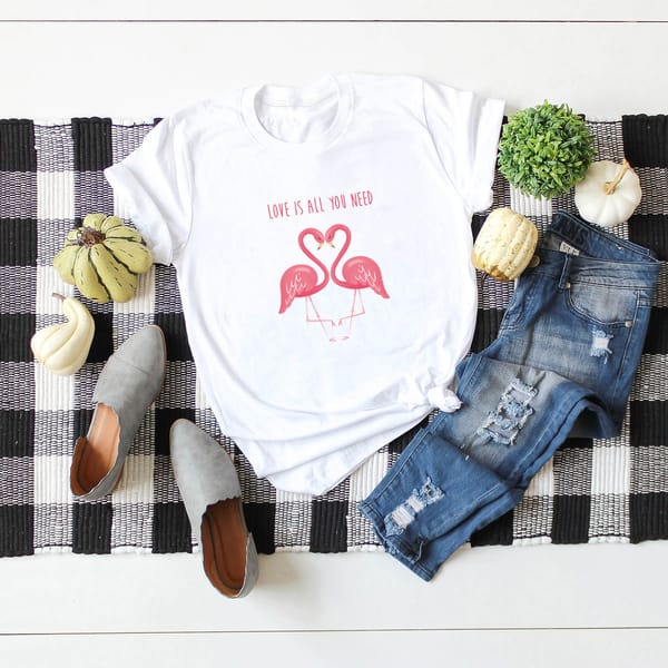 2021 flamingo pattern love printing women's blouse top graphic t-shirt fashion casual 100% cotton t-shirt women's t-shirt