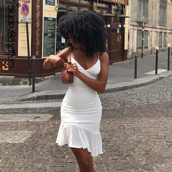 Spaghetti Straps Ruffles Mini Dress Club Party Elegant Sleeveless Slip Women's Summer Sundress Outfits Holiday