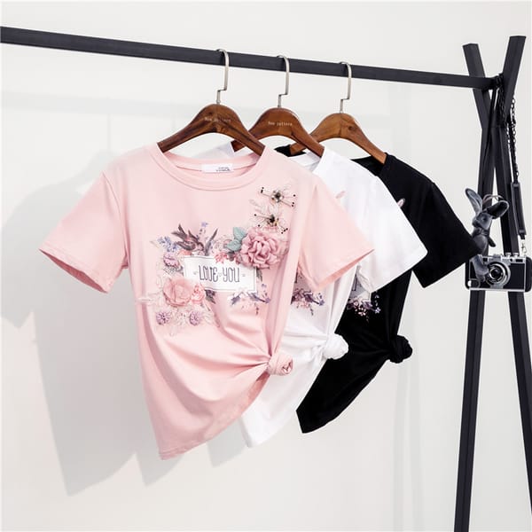 Women's T Shirt Slim Sweet Top Girl Tee-shirts