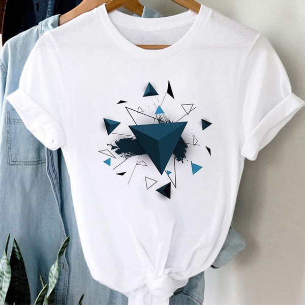 Fashion Geometry Printed T Shirt Women's 90s Graphic T-shirt Harajuku Tops Tee Cute Short Sleeve Animal Tshirt Female Tshirts