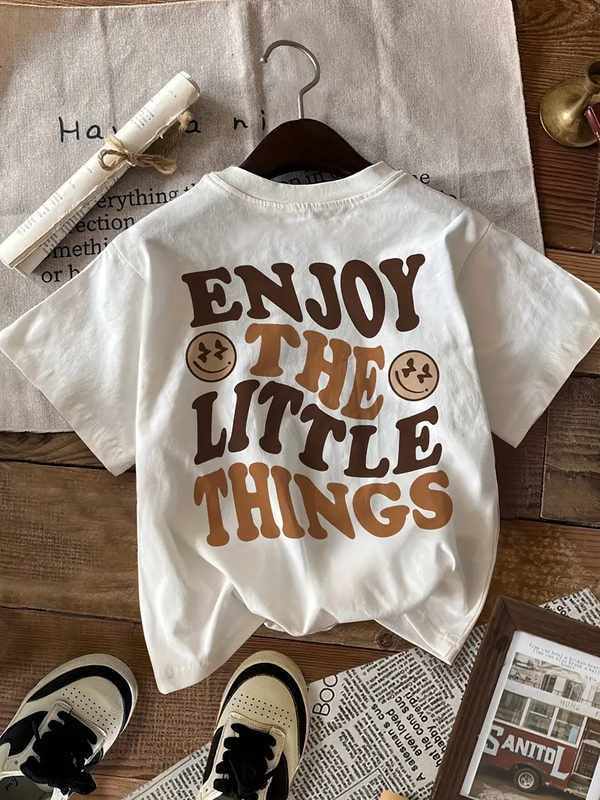 2024 Cute Letter Flower Printed Women's T-Shirt Summer New Casual T-Shirt Back Women's Round Neck Clothing
