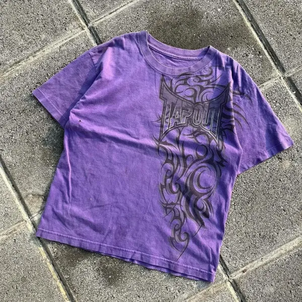 Y2K Street Retro New Short Sleeve Letter Pattern Printed Purple T-shirt Men's Women's Hip Hop Harajuku Cotton Round Neck T-shirt