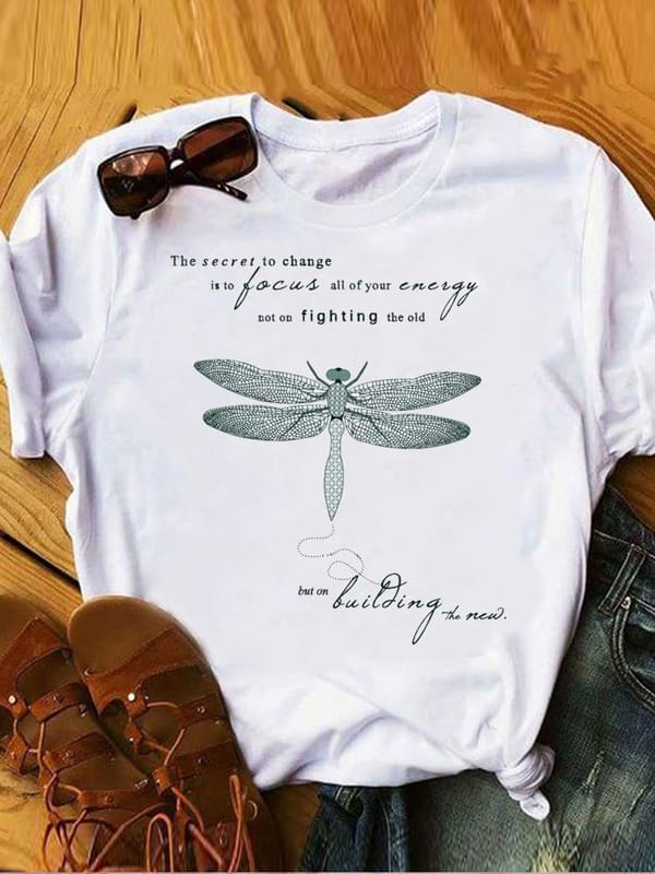 Dragonfly Trend Cute Summer T Clothing Clothes Ladies Print Fashion T-shirts Short Sleeve Women's Female Graphic Tee