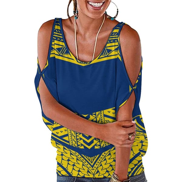 Wholesale Custom Polynesian Top Summer Ladies Off-Shoulder Short Sleeve Loose Casual Women'S High-Quality Fabric Comfortable