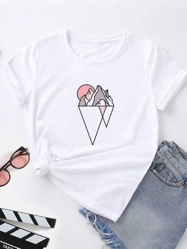 New Fashion Casual Summer Women's Clothing Round Neck Cartoon Print Short Sleeve Tops Cute Summer 90S Female Graphic T Shirt
