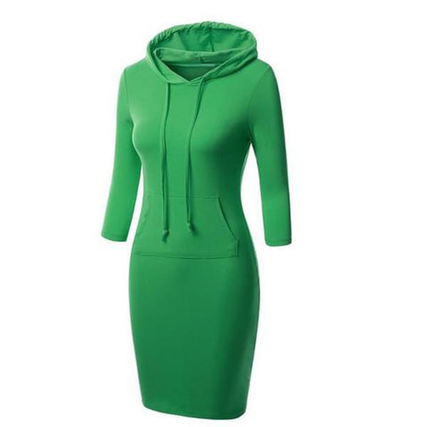 2023 Spring and Autumn Women's New Solid Color Fashion Casual Sweater Dress Loose Casual Hooded Comfortable Versatile Top