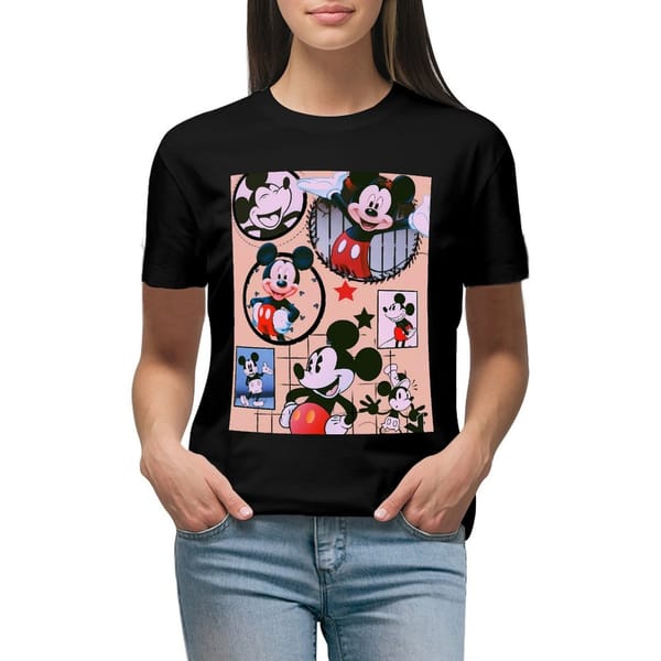 Fashion Disney Mickey Mouse T-shirt Y2k Women's Clothing Summer Casual Kawaii T Shirts Clothes
