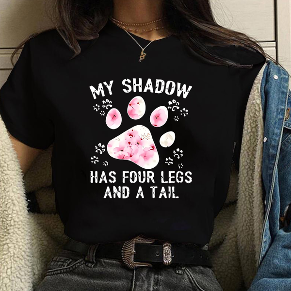 Cute Dog Paw Print T-Shirt Women's Personalized Summer Cool Dog Print Harajuku Short Sleeve Shirt